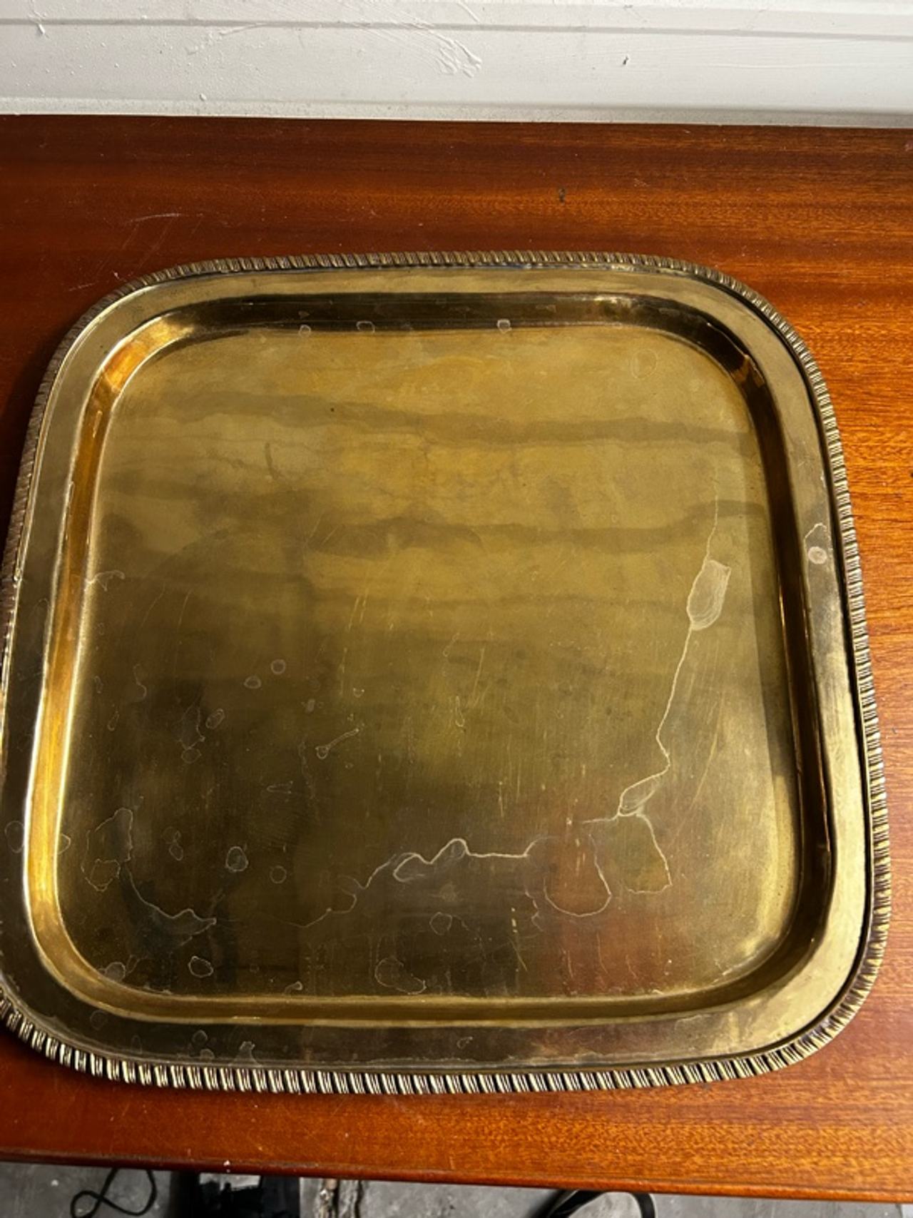 Vintage Silver Plate Rectangular Tray with Beaded Edges Mae in India