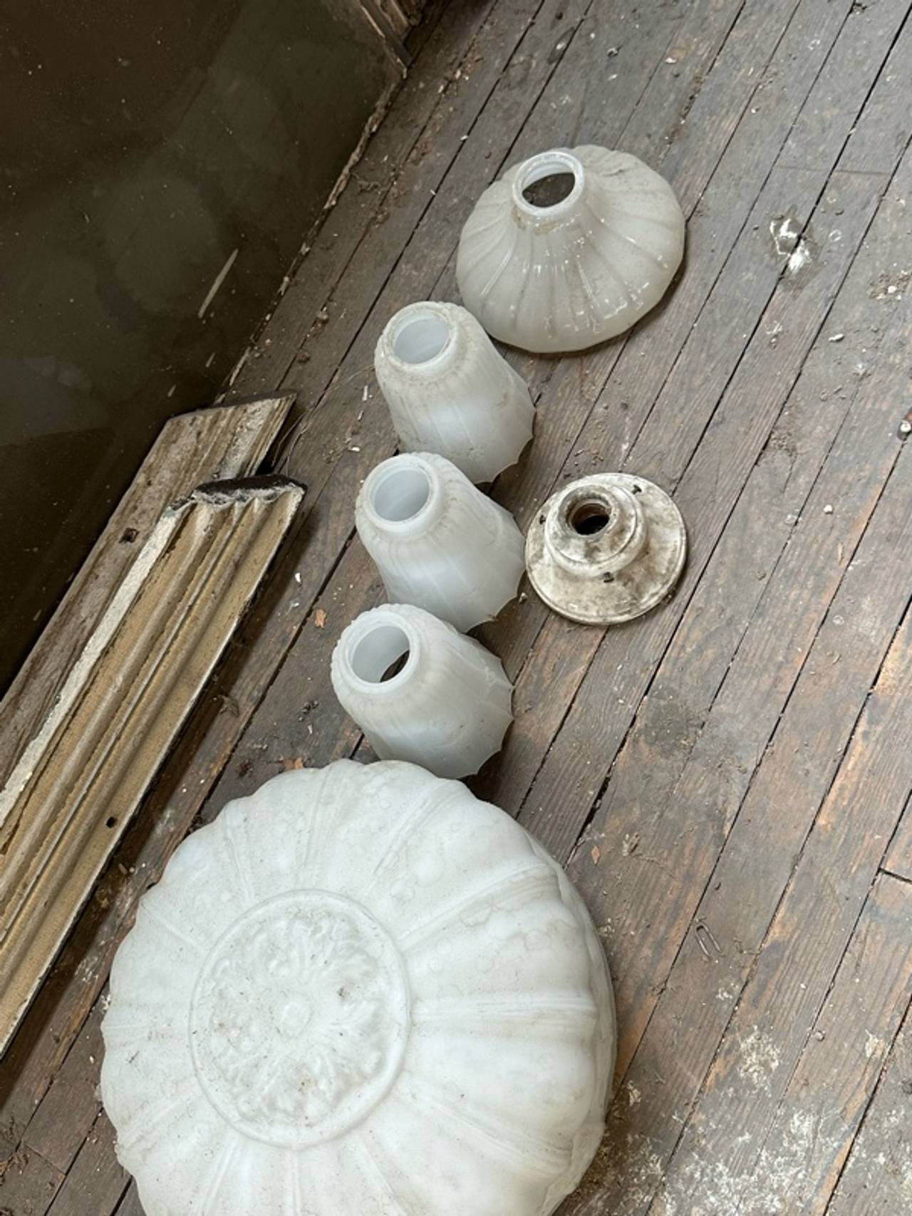 Antique Opalescent Milk Glass Lot