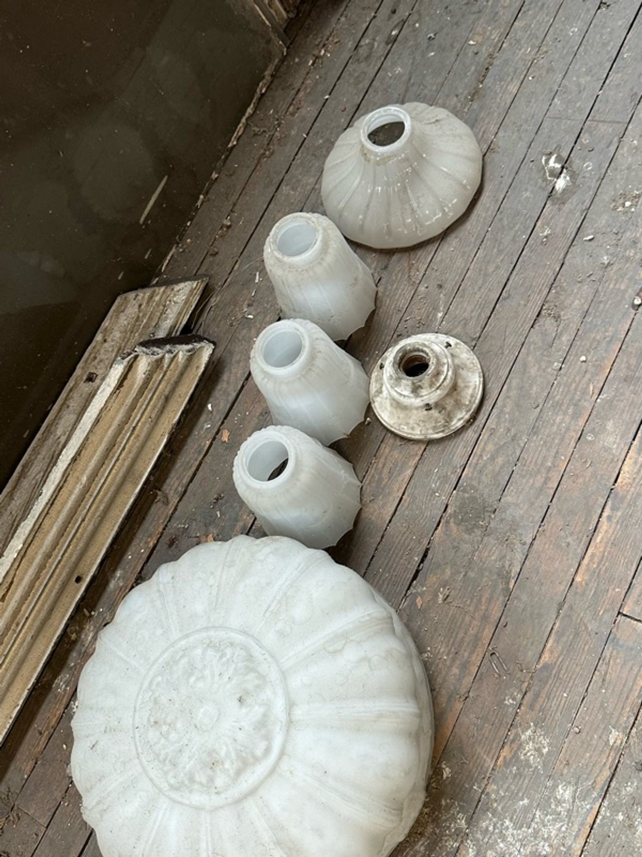 Antique Opalescent Milk Glass Lot