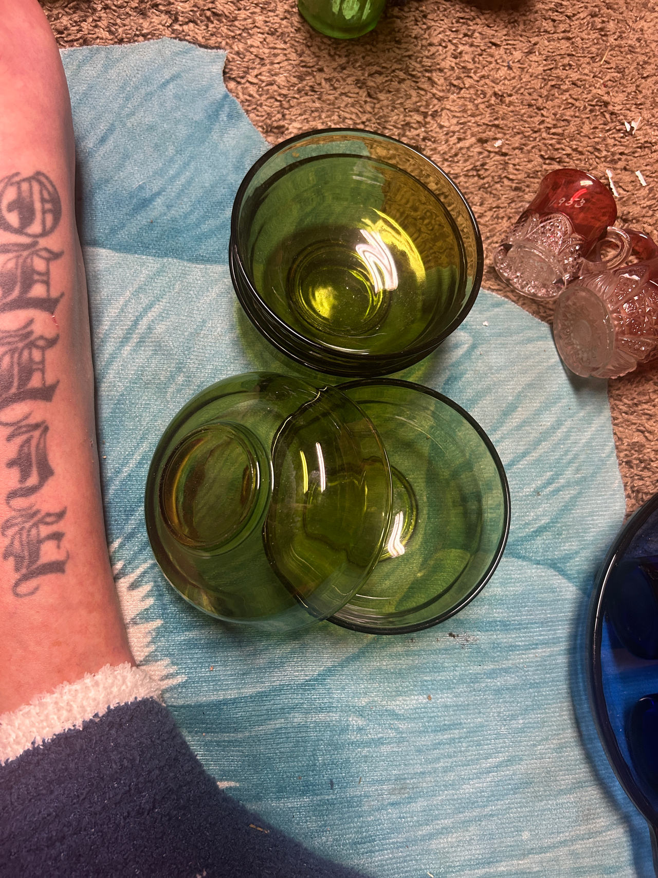 Vintage Green Glass Bowls