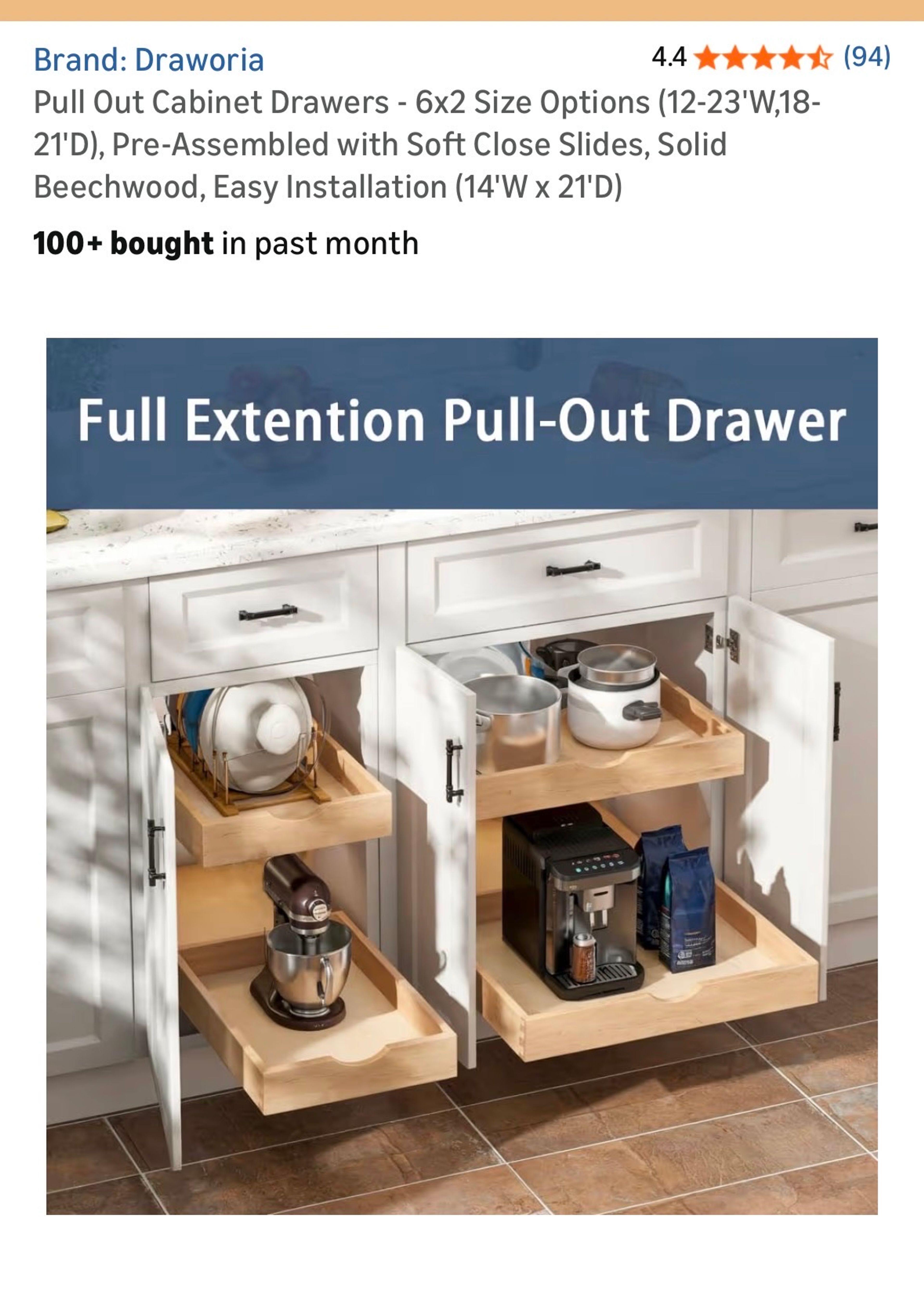 Draworia Pull Out Cabinet Drawer Solid Beechwood - Image 7