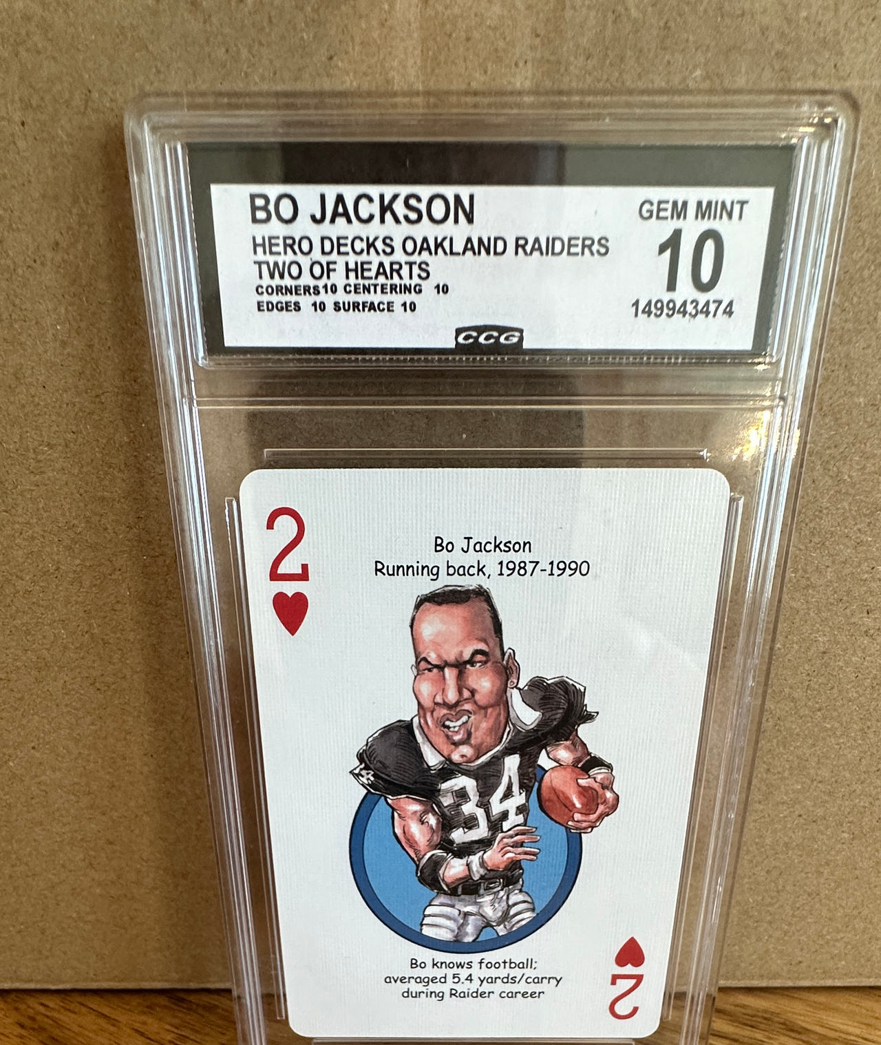 Hero Decks Bo Jackson Oakland Raiders Two of Hearts CCG 10