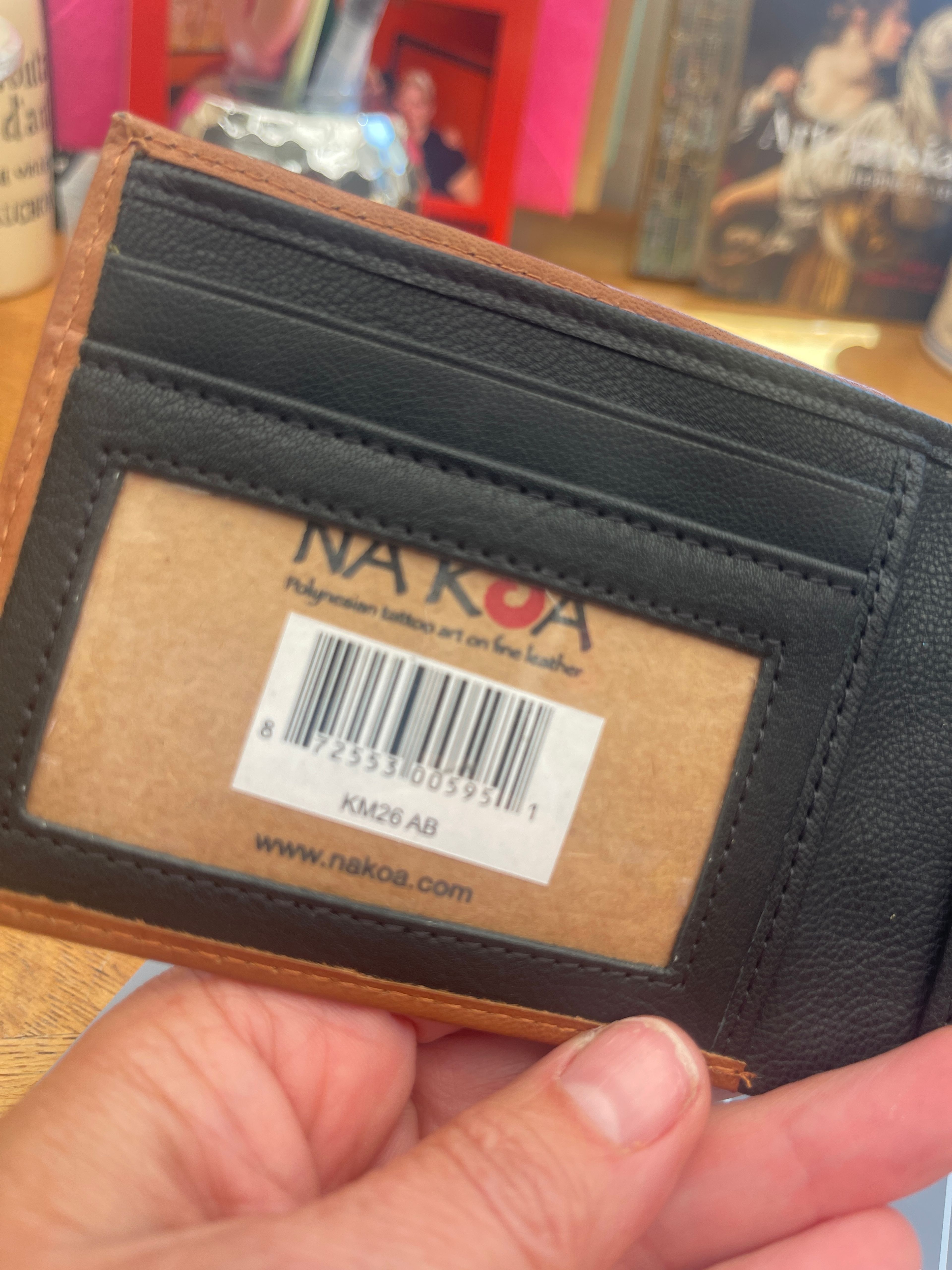 Leather Wallet with Polynesian Tribal Design - Image 3