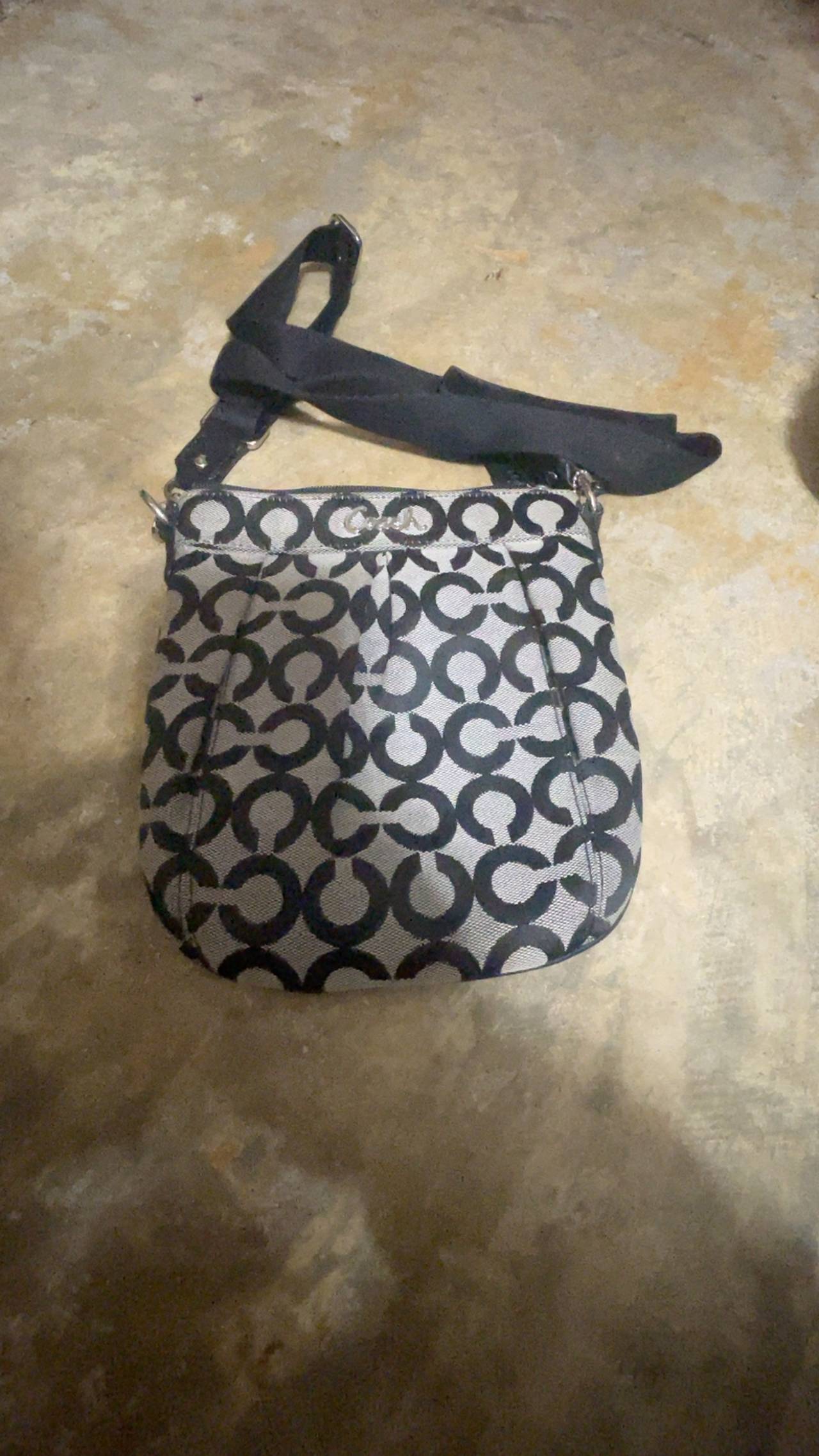 Coach Parker Op Art Crossbody Bag Black & Silver