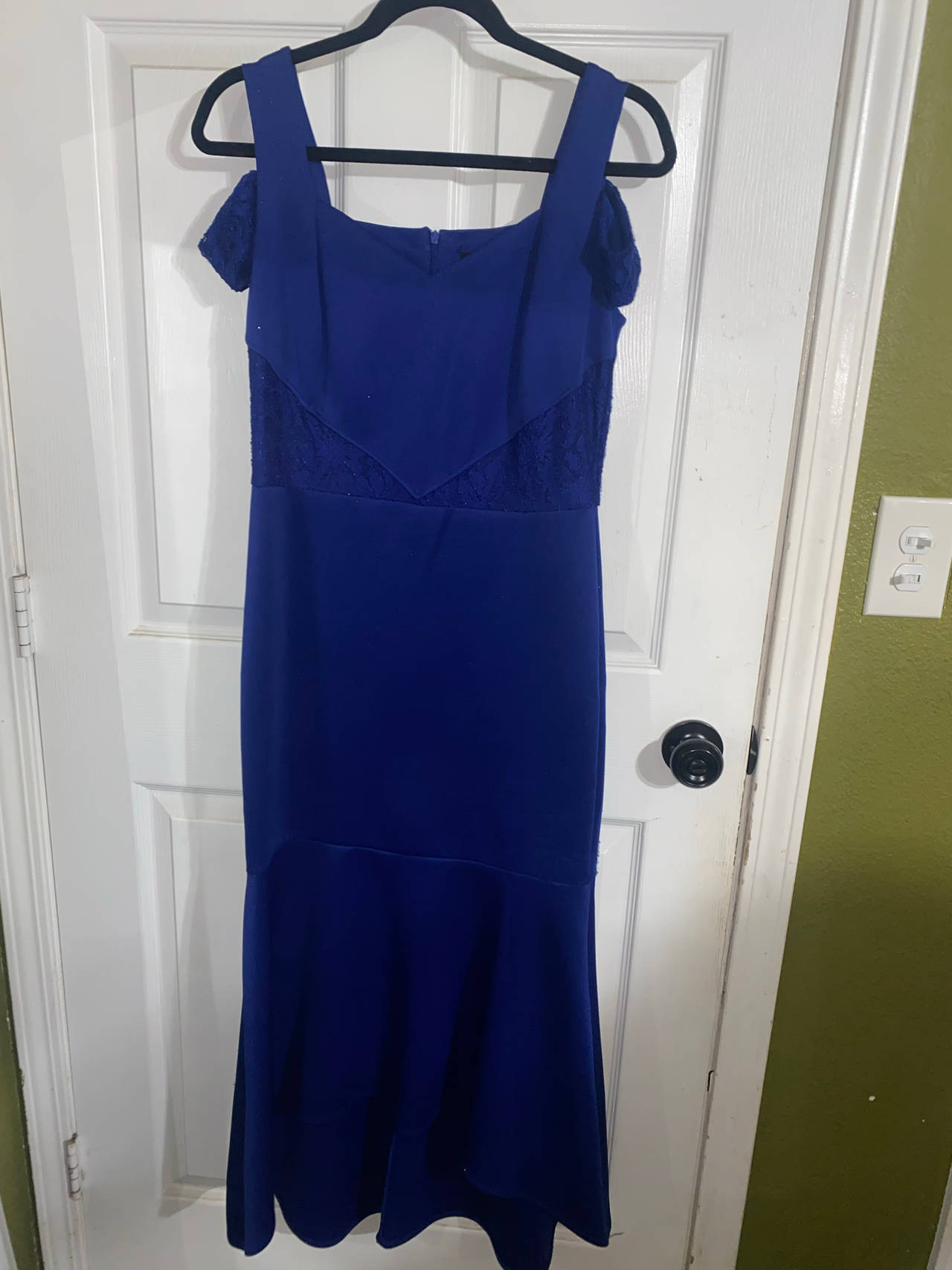 Royal Blue Lace Inset Mermaid Gown