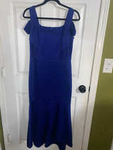 Royal Blue Lace Inset Mermaid Gown - Image 1