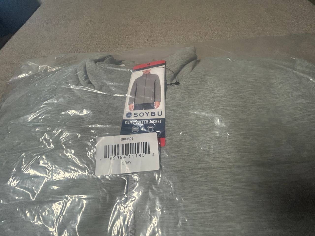 Soybu Men's Puffer Jacket Gray Medium