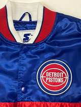 Starter Detroit Pistons Blue Satin Varsity Jacket - Image 2