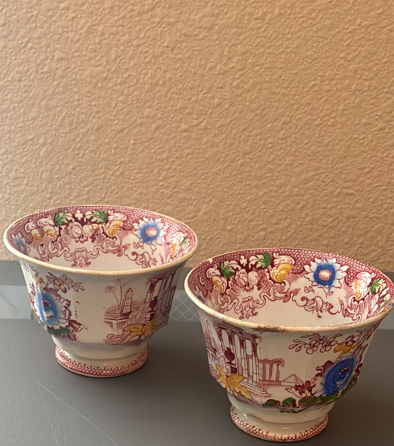 Mason's Vista Pink Ironstone Tea Cups
