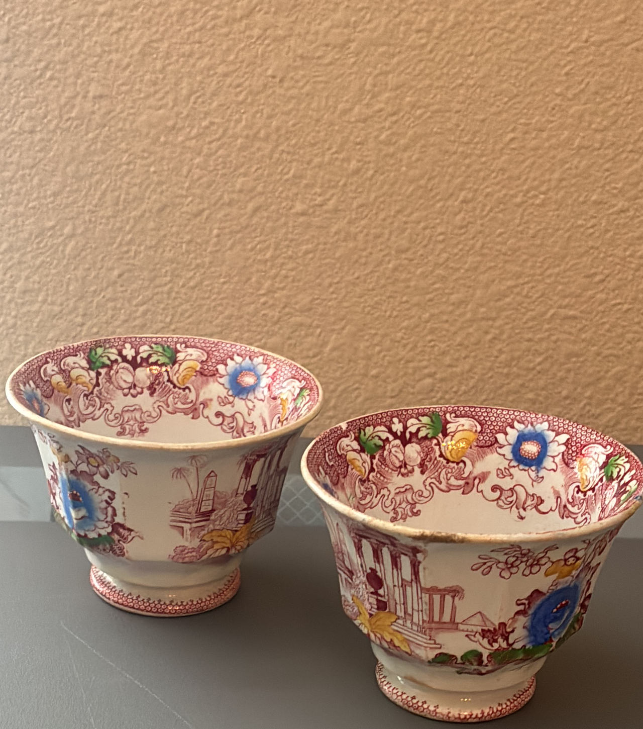 Mason's Vista Pink Ironstone Tea Cups