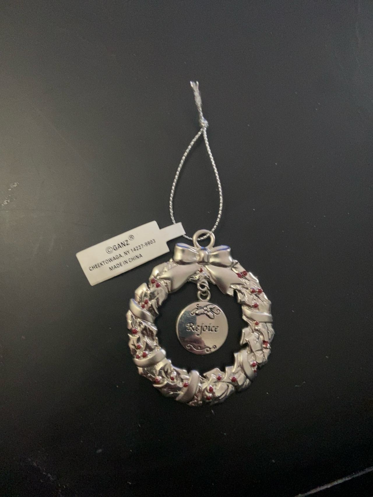 Hallmark Silver Tone Wreath Christmas Ornament