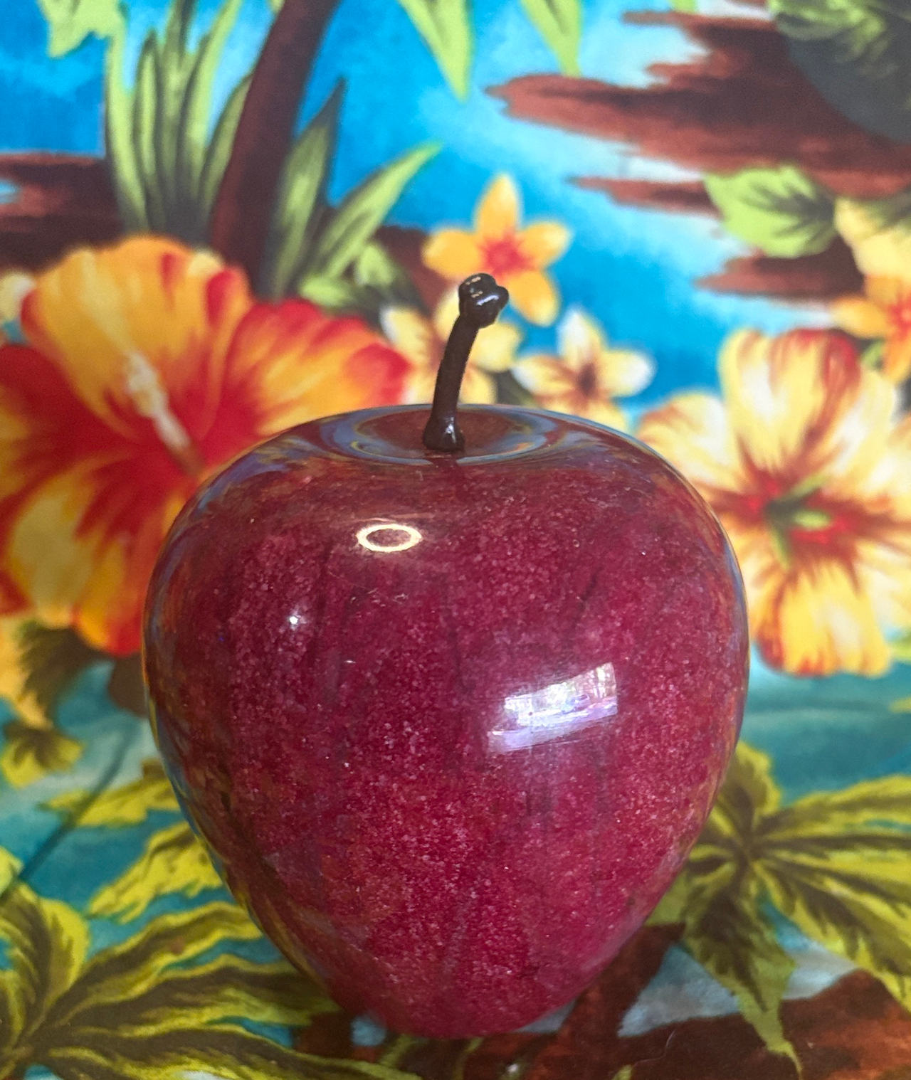 Vintage Red Alabaster Stone Apple Paperweight