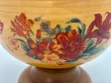 FTD Vintage Floral Ceramic Bowl With Wood Pedestal Yellow & Red Retro 1970’s - Image 6