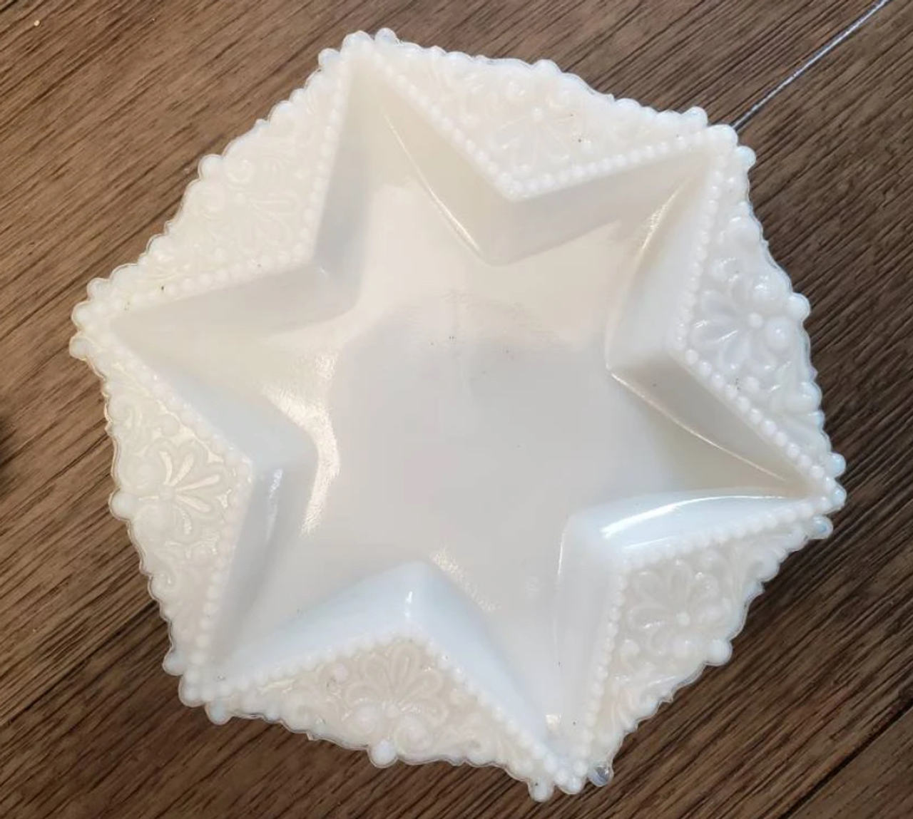 Milk Glass Star-Shaped Dish