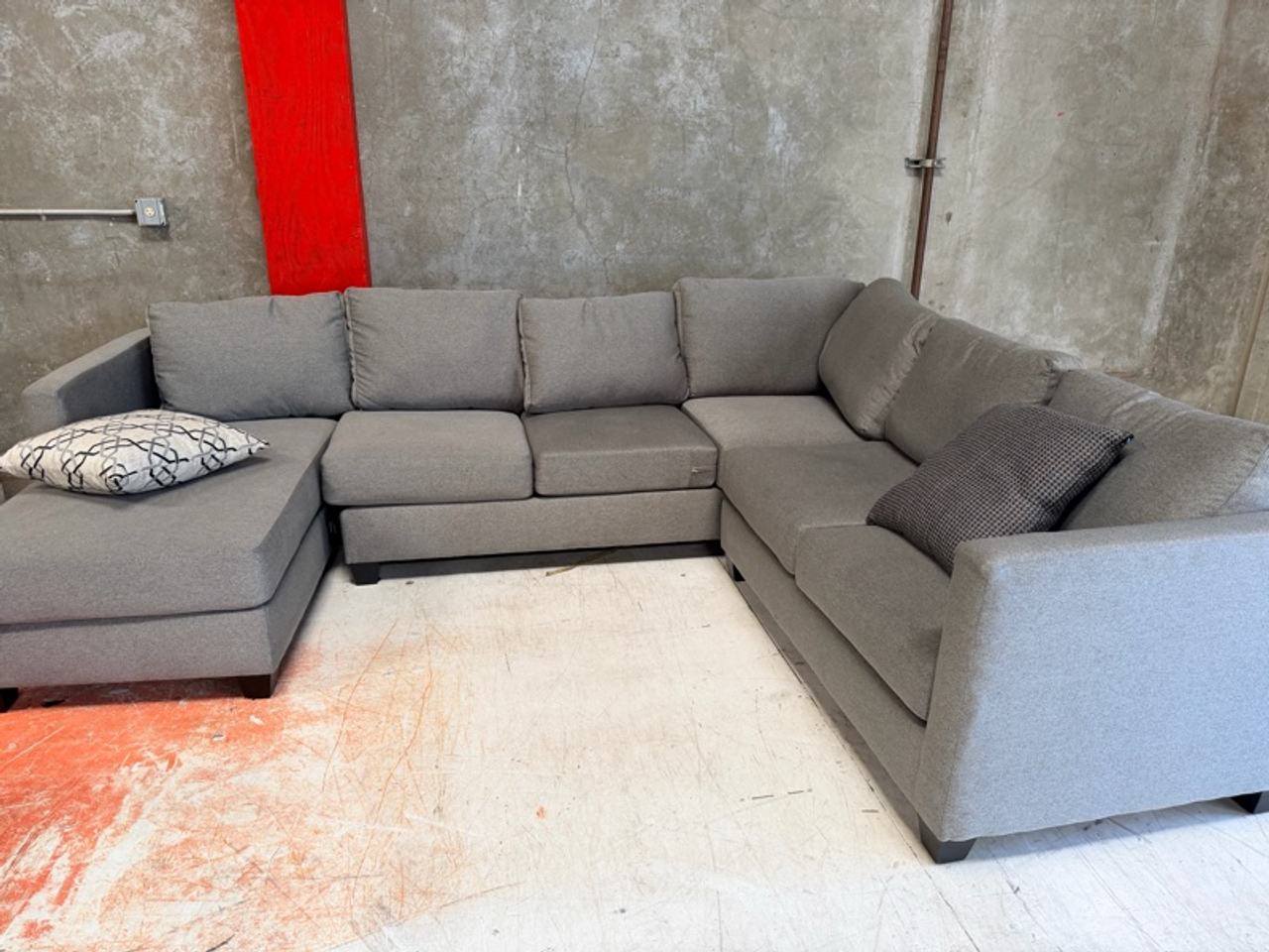 Gray Sectional Sofa with Chaise Lounger