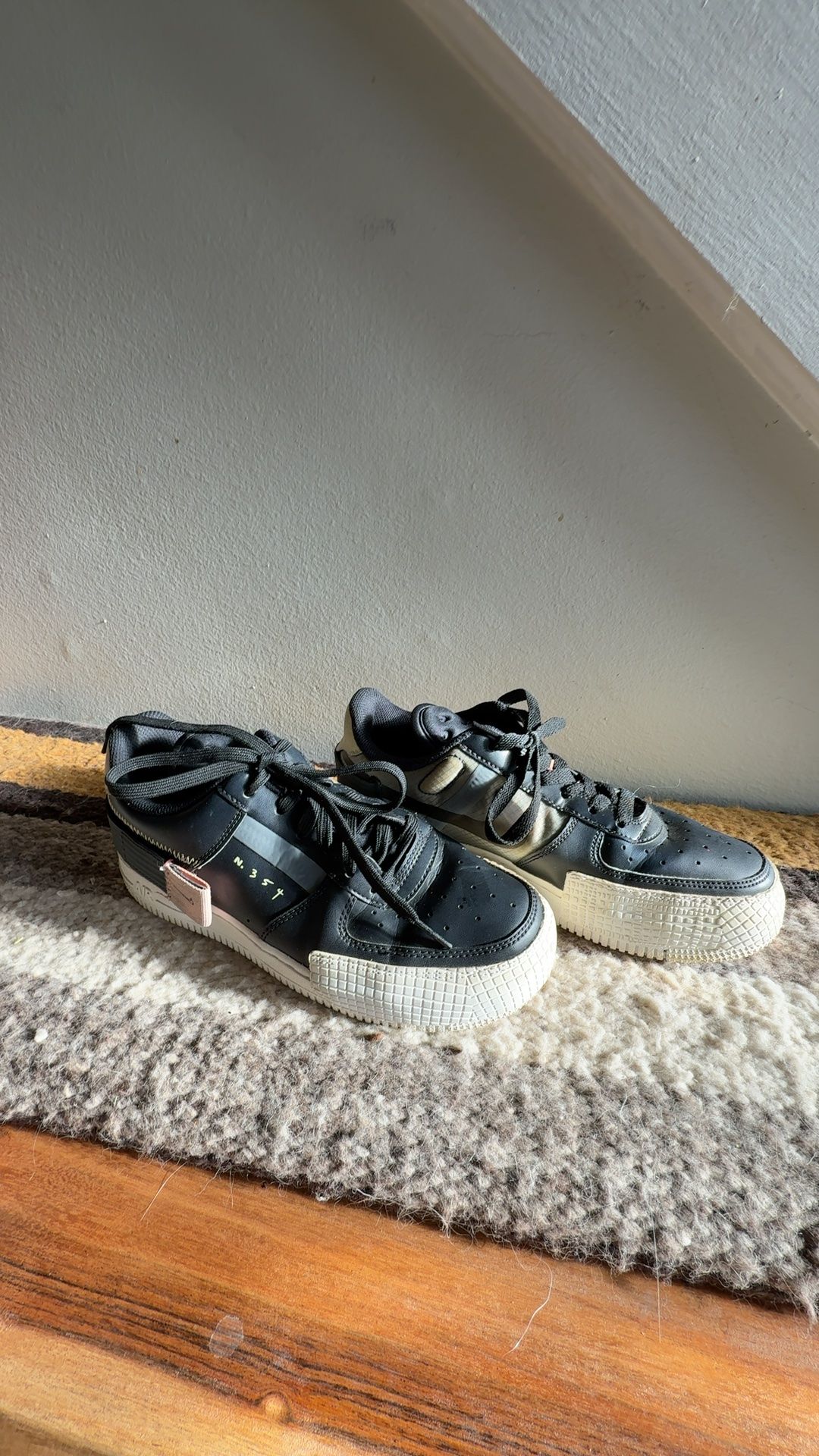 Nike Air Force 1 Low Black/Anthracite with Pink Accent 5.5Y