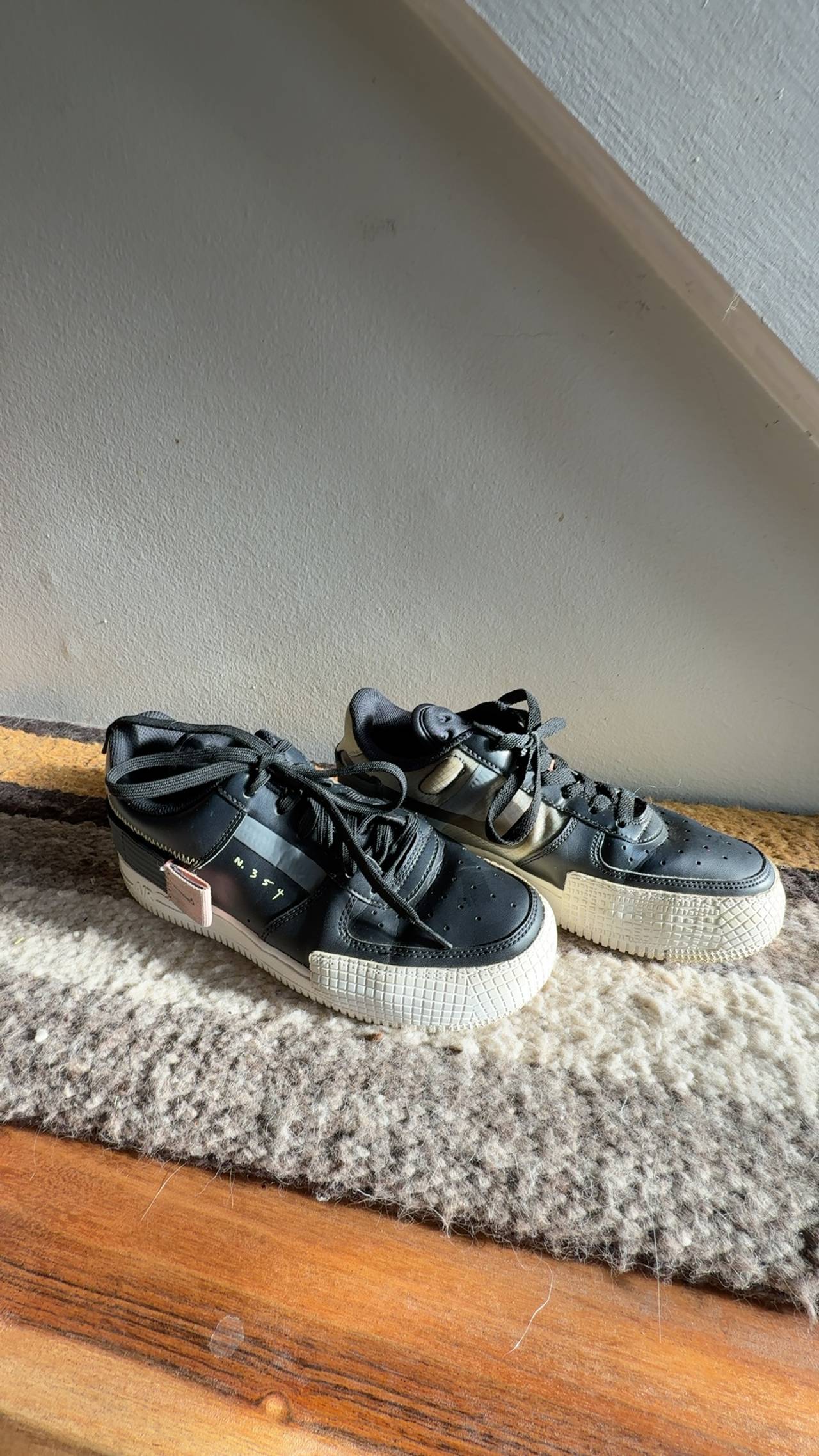 Nike Air Force 1 Low Black/Anthracite with Pink Accent 5.5Y
