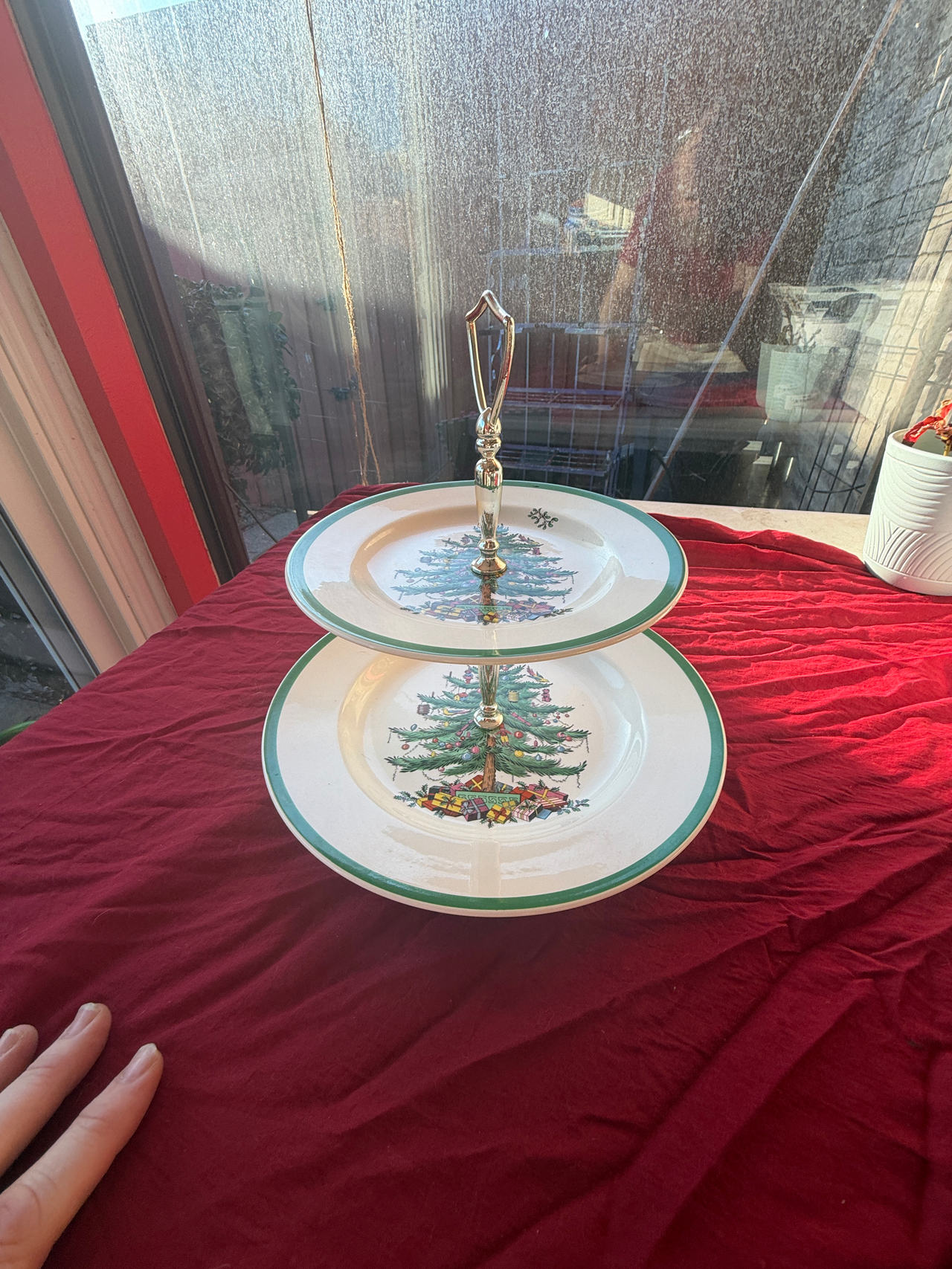 Spode Christmas Tree 2-Tier Cake Stand