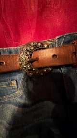 Miss Me Rhinestone Horseshoe Leather Belt - Image 3