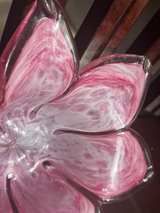 Vintage Pink and White Murano Style Art Glass Flower Bowls - Pair - Image 2