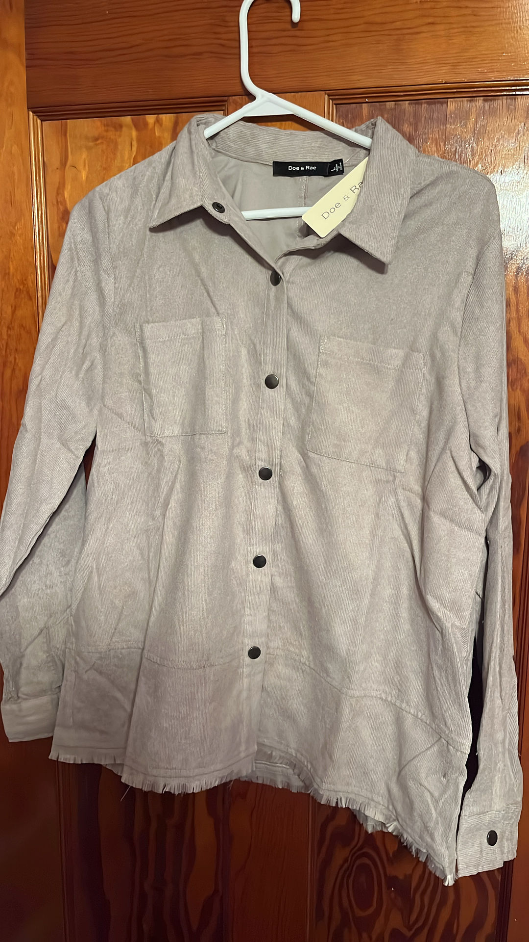 Doe & Rae Corduroy Raw Hem Shacket