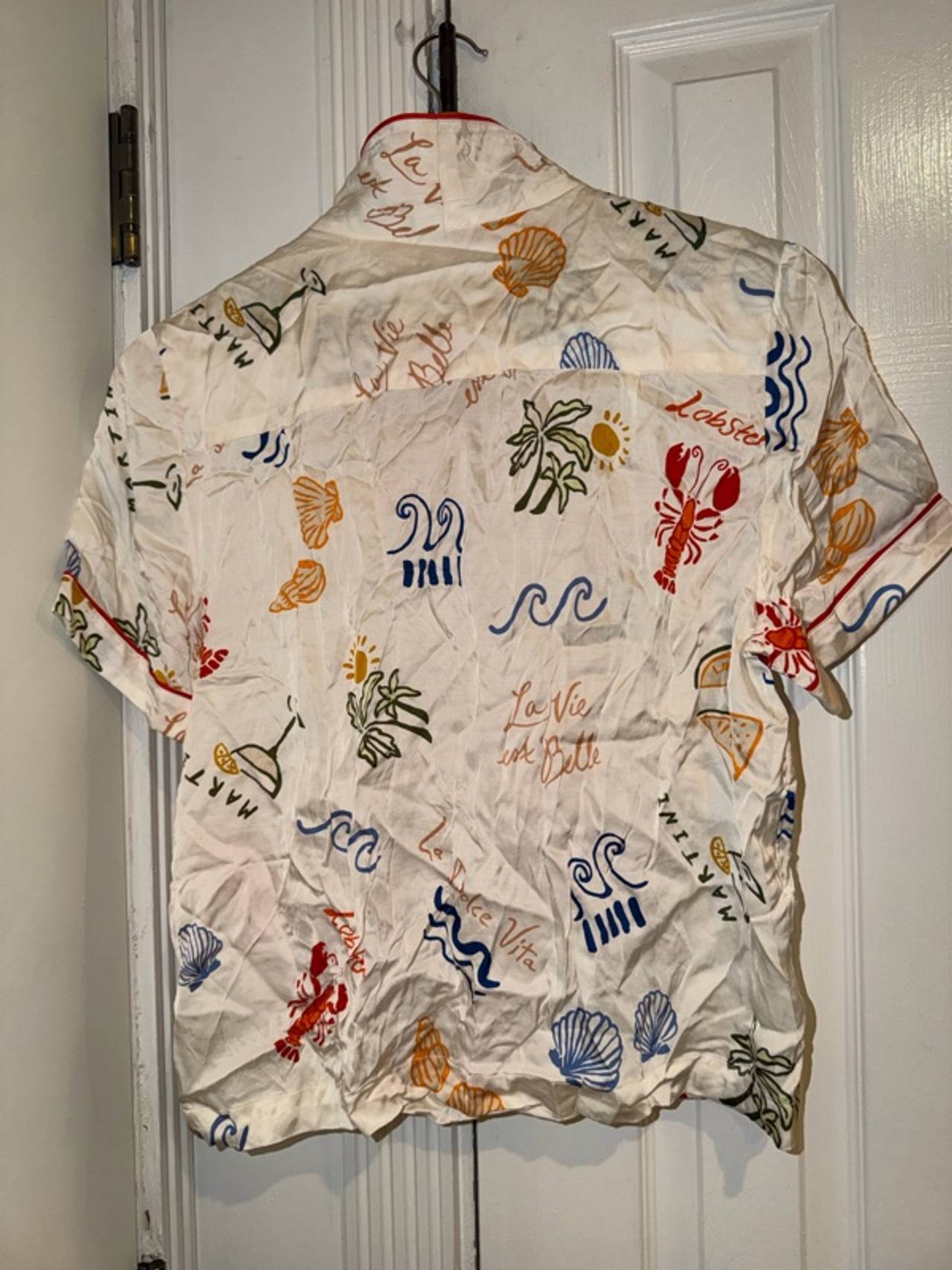 Anthropology Shirt with tag Size Medium Martini Drink Cocktail Bar Tender Button