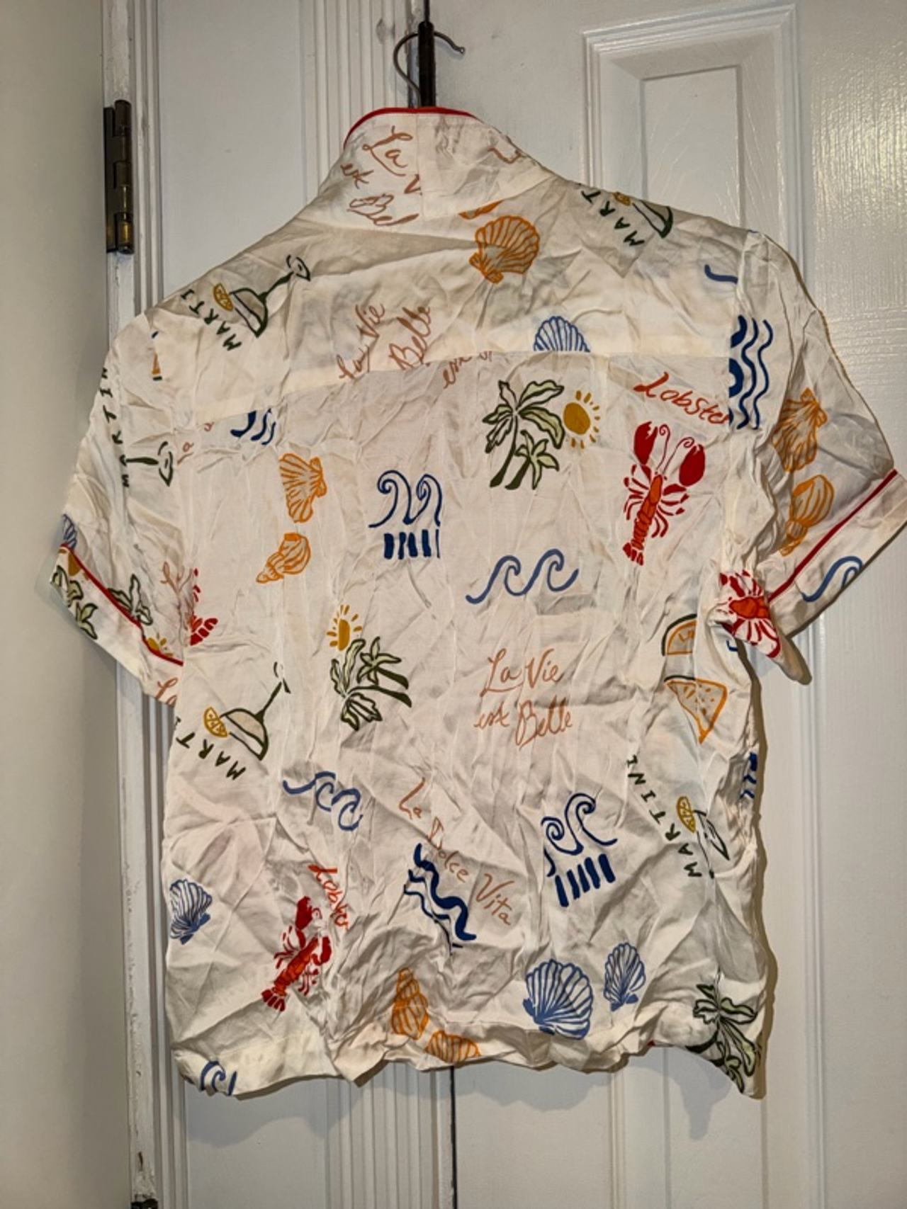 Anthropology Shirt with tag Size Medium Martini Drink Cocktail Bar Tender Button