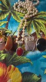 Vintage Gemstone Pendant and Pearl Necklace Collection 2 sterling silver - Image 7