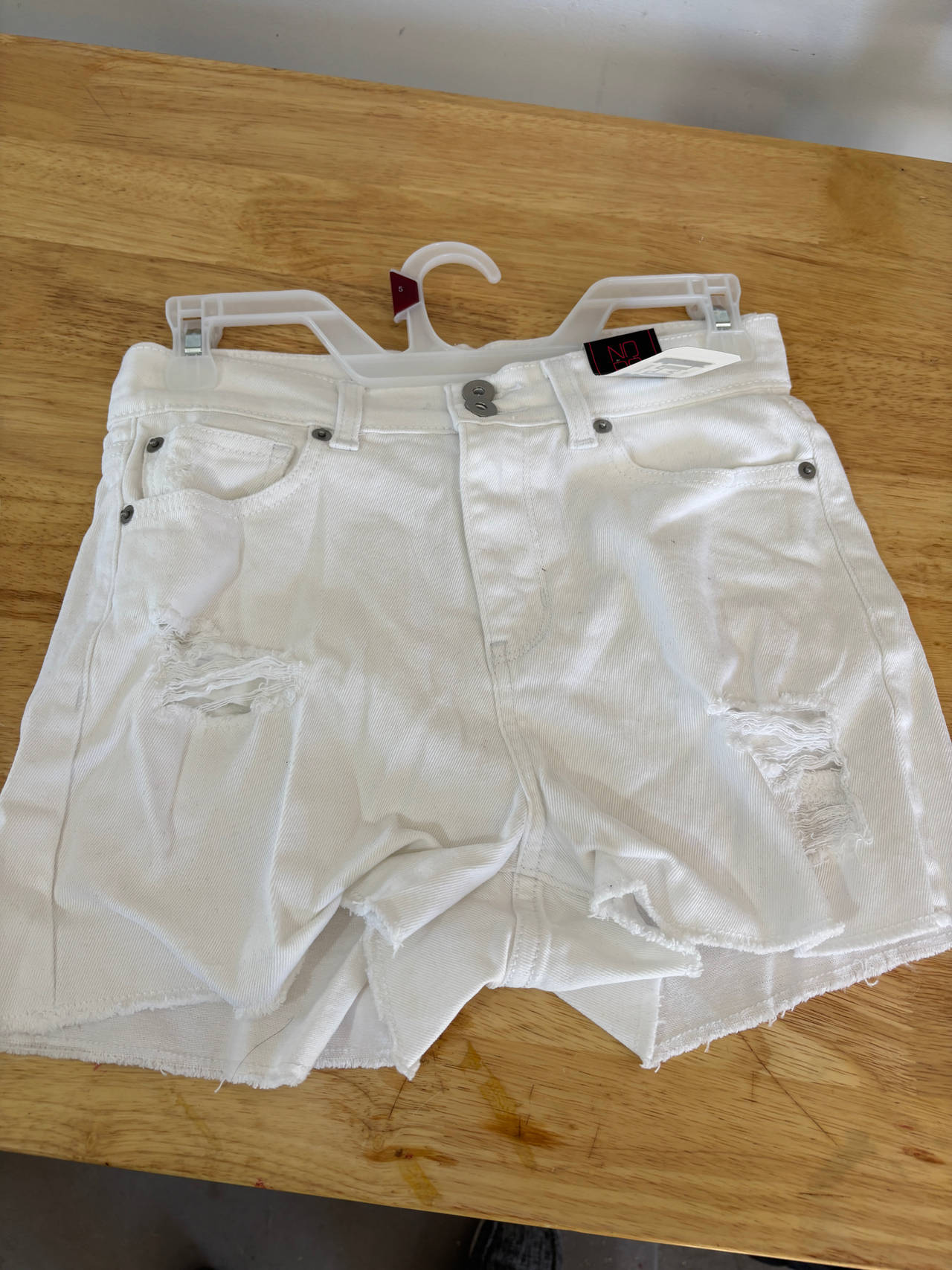 White Distressed Denim Shorts