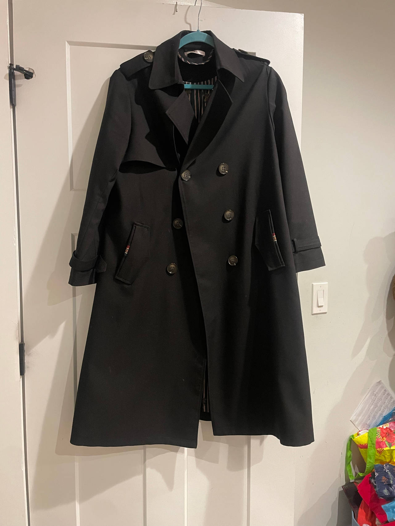 Classic Black Double Breasted Trench Coat