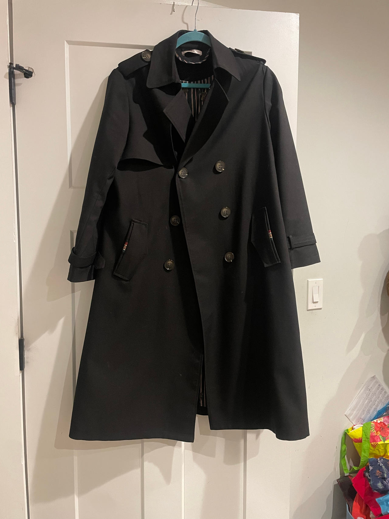 Classic Black Double Breasted Trench Coat