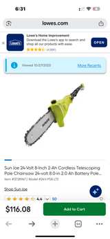 Sun Joe 24V-PS8-LTE 8-Inch 24-Volt Cordless Telescoping Pole Saw - Image 2