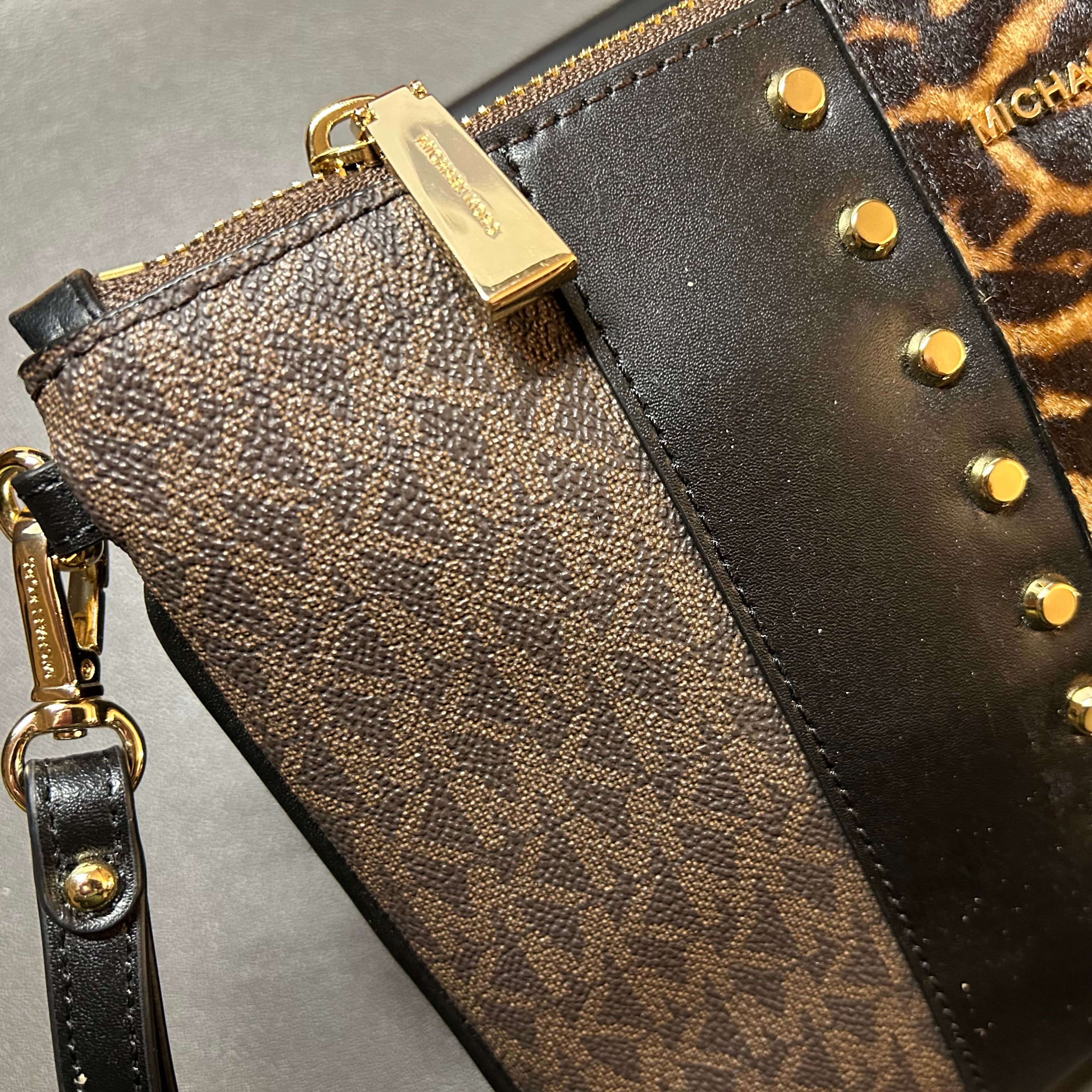 MICHAEL KORS | Calf Hair Clutch Wristlet Purse Animal Print Gold Hardware - Image 3