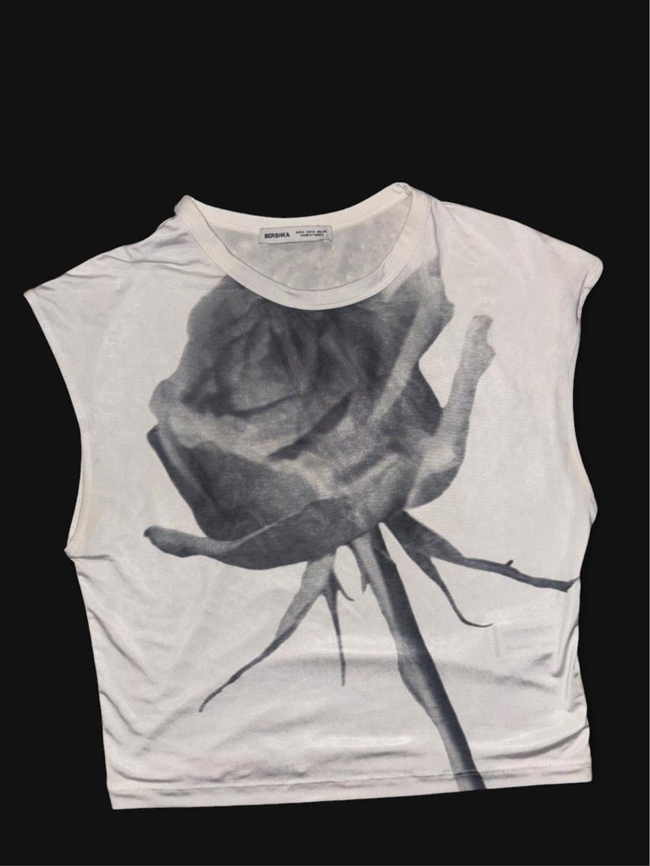 Bershka Rose Print Sleeveless T-Shirt