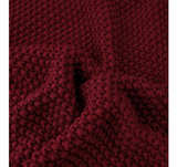 Burgundy Longhui Bedding Chunky Cable Knit Throw Blanket Lightweight  - Image 2