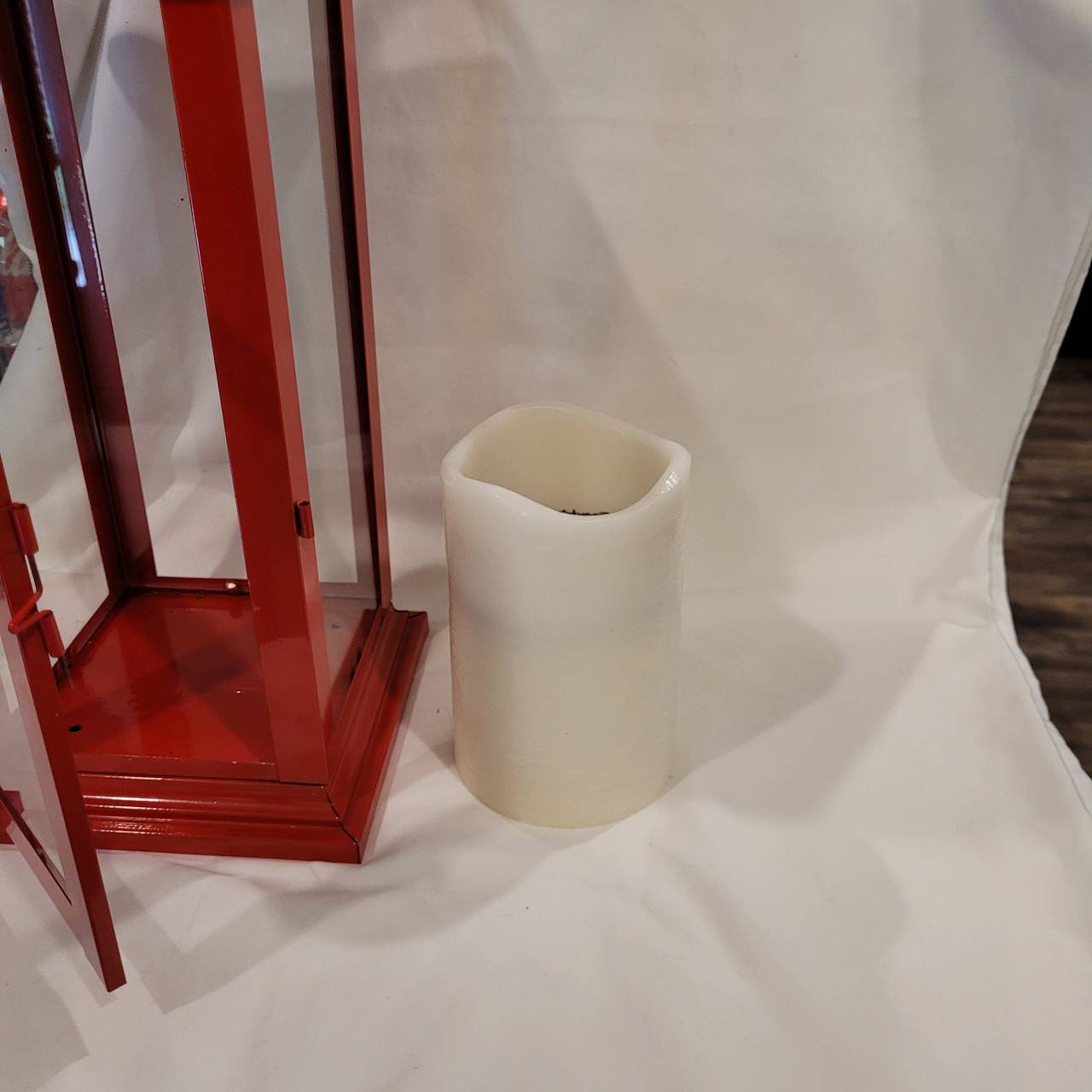 Red Decorative Lantern with Flameless Candle