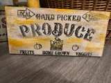 Fresh Produce Sign Rustic Wooden Farmhouse Wall Decor - Image 1