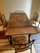 Rustic Wood Dining Table and 6 Metal Chairs Set - Image 3