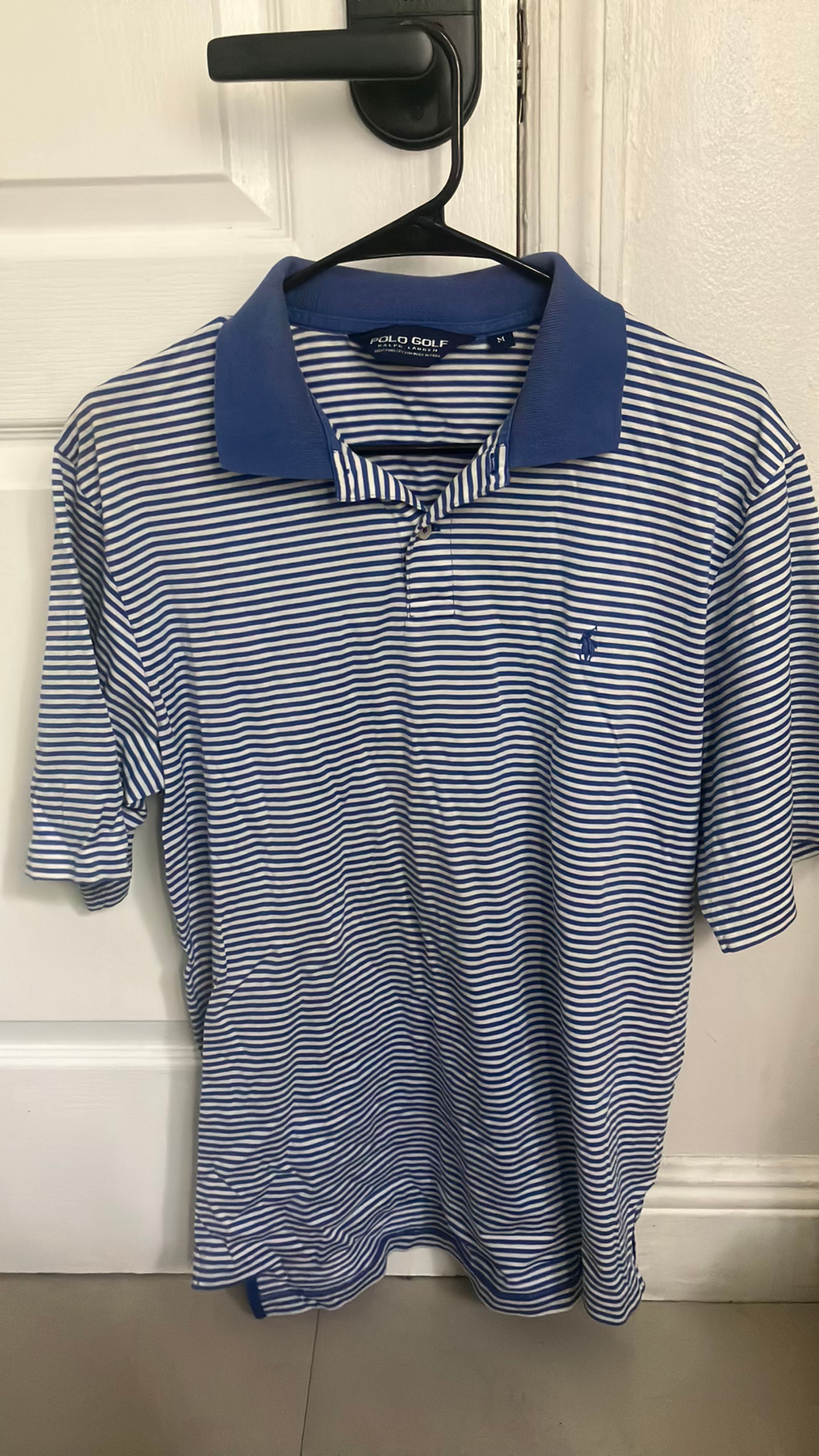 Ralph Lauren Golf Polo Shirt Blue White Striped - Image 2