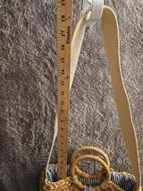 GAP Woven Straw Half Moon Crossbody Bag Handles  Strap Seersucker Lined #SB011 - Image 1