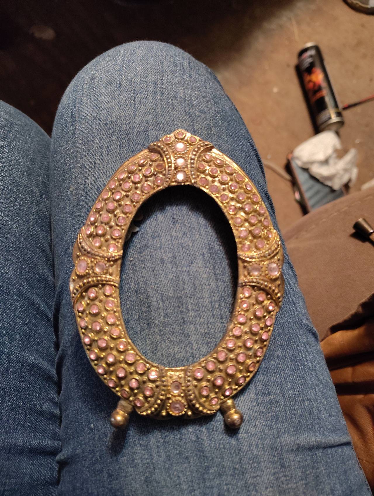 Vintage Pink Rhinestone Oval Picture Frame