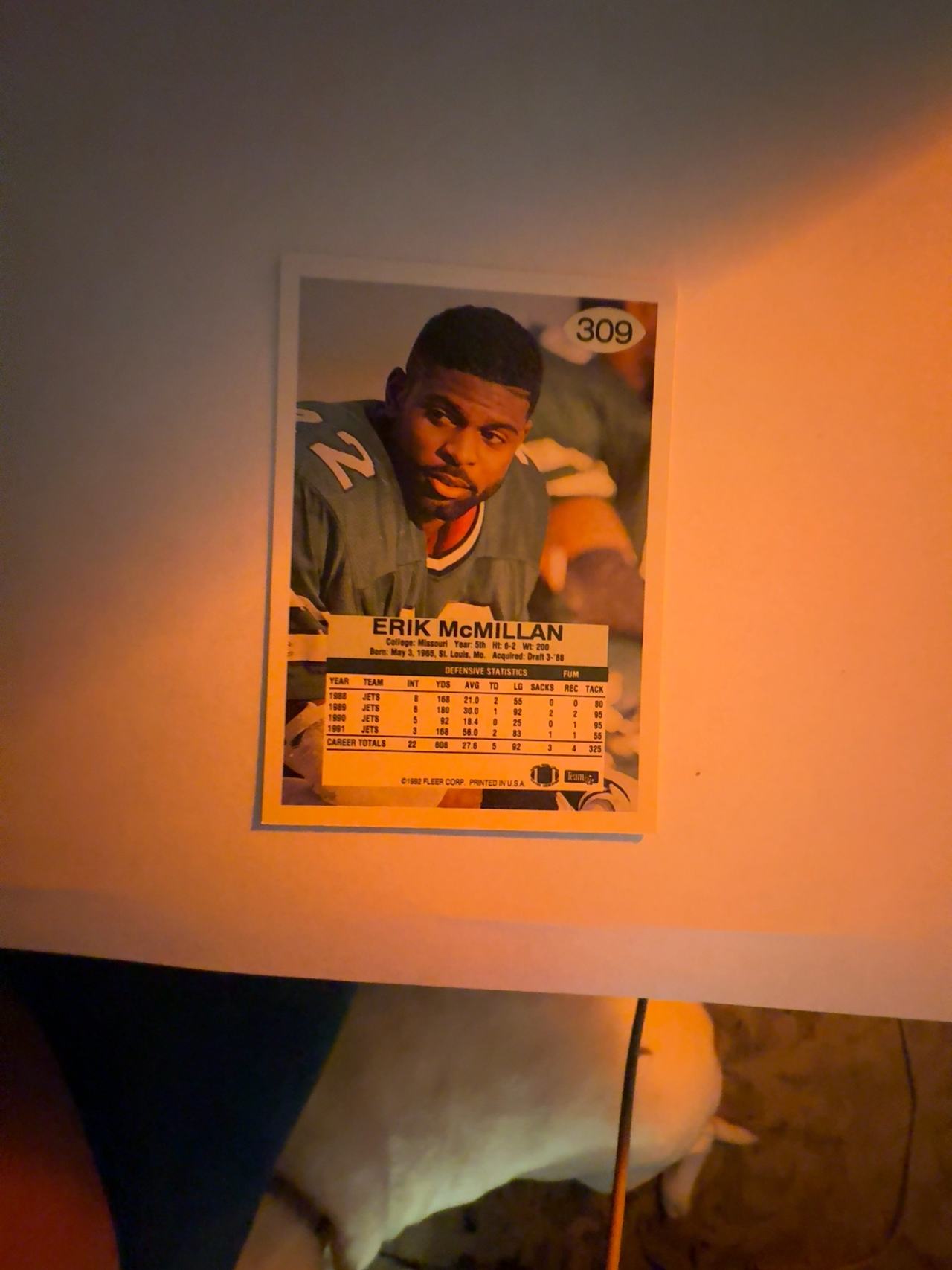 Fleer 1992 Erik McMillan NFL Football Card