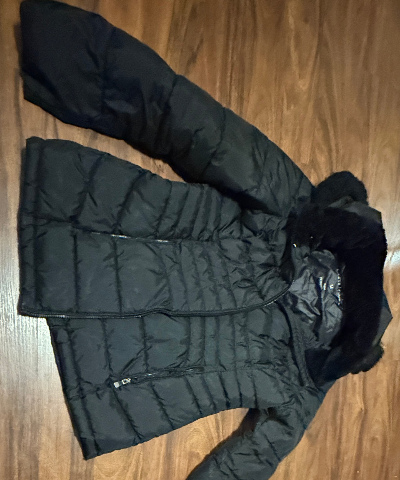 Calvin Klein  Women's Faux Fur Trim Puffer Jacket worn