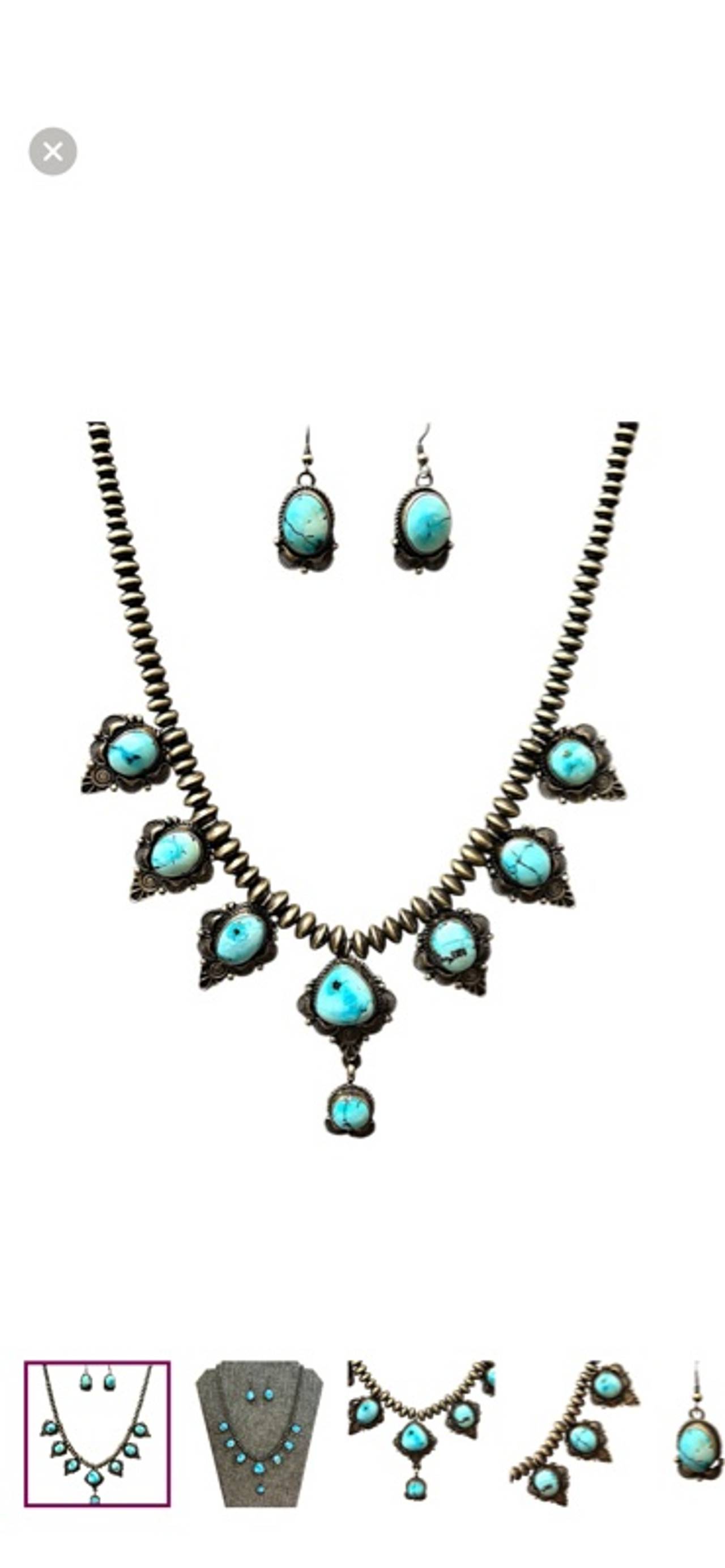 Native American B. Yellowhorse sterling silver turquoise necklace with earrings