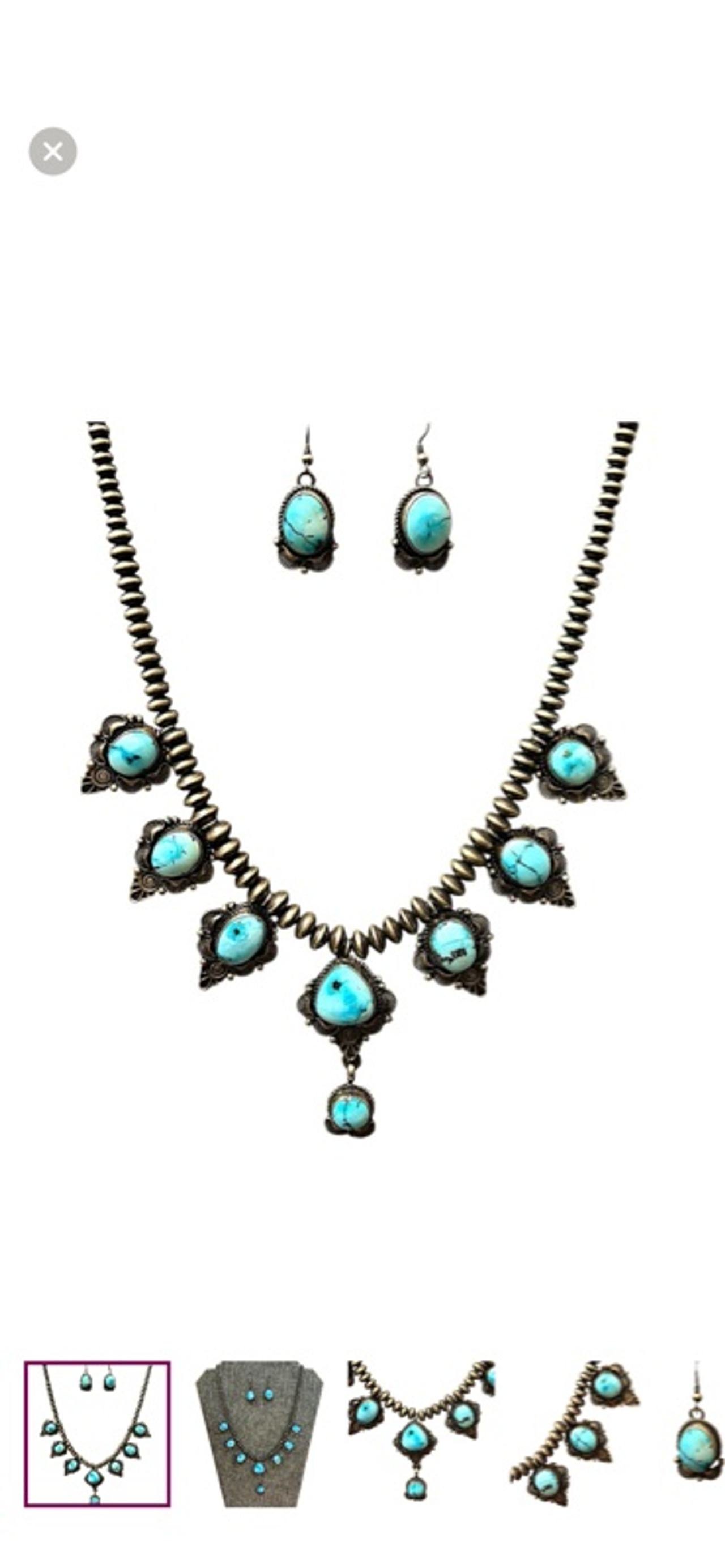 Native American B. Yellowhorse sterling silver turquoise necklace with earrings