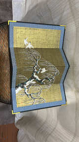 Miniature Japanese 4- Panel Folding Screen Byobu Cranes and Willow Tree - Image 2