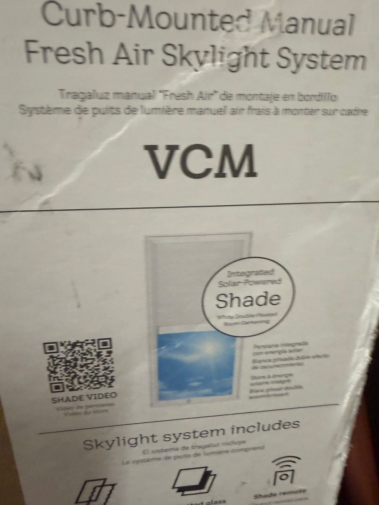 VELUX VCM Manual Venting Skylight with Solar Powered Shade