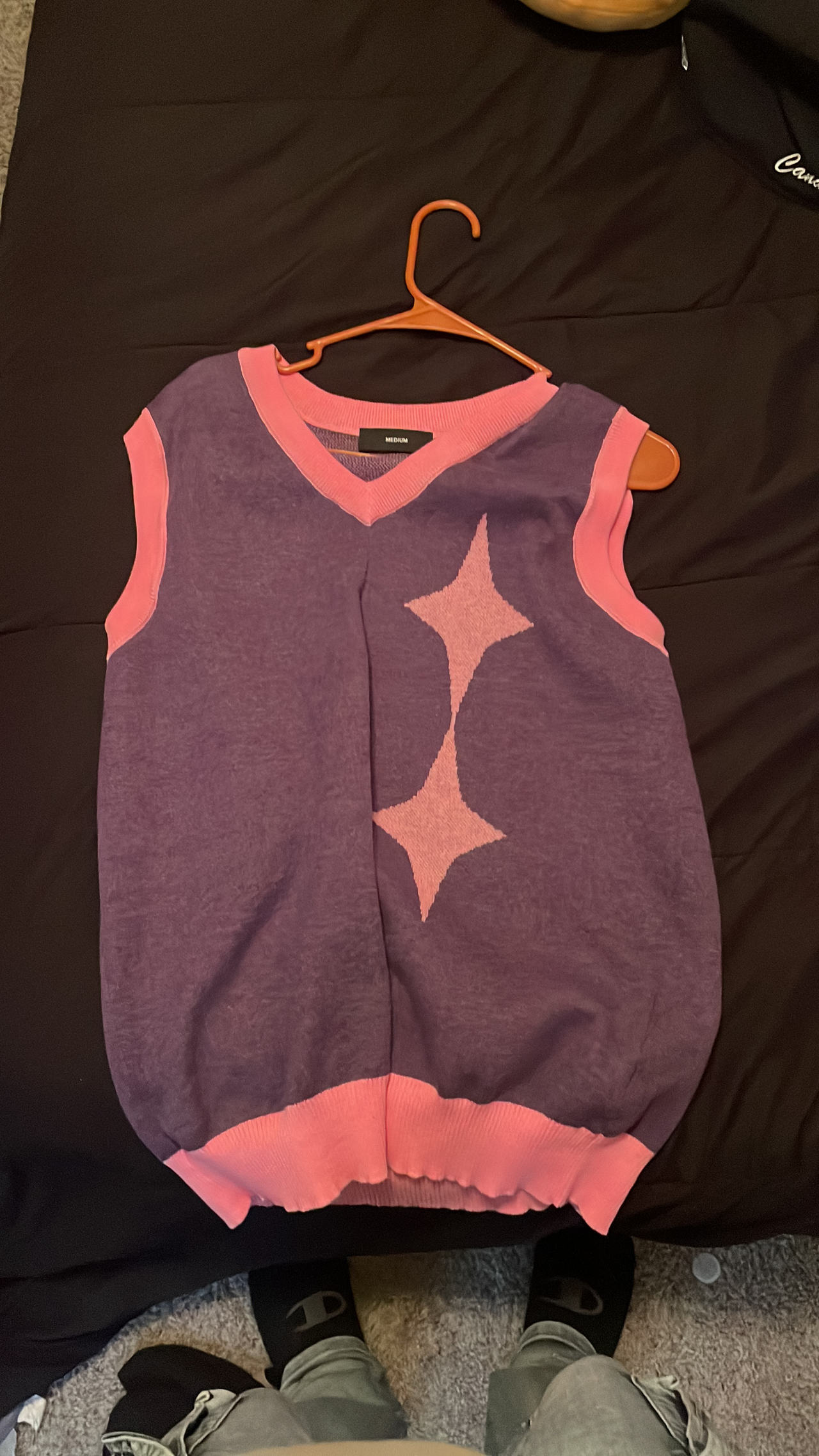 Mishka Purple and Pink Star Sweater Vest, bought on the Netflix website for $75