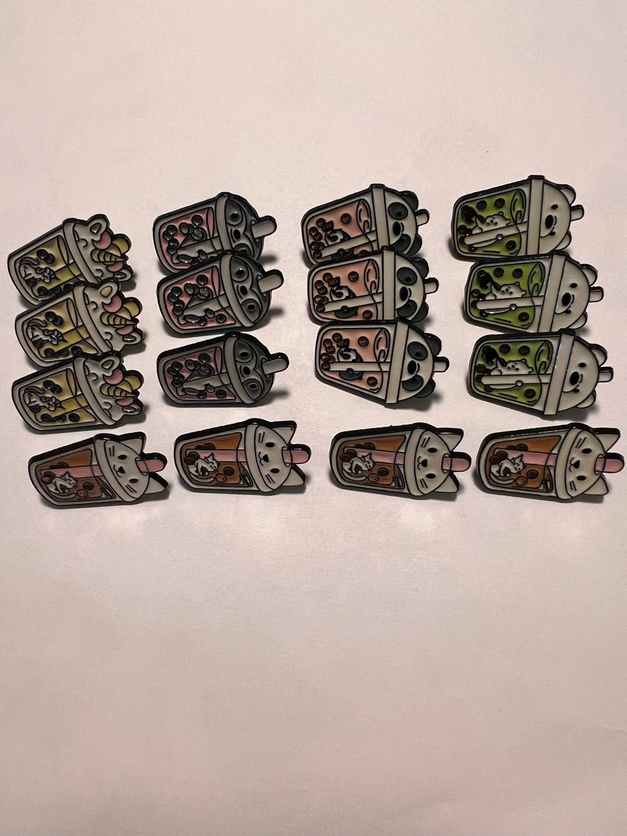 Animal Boba Tea Enamel Pin Set (16 pieces)