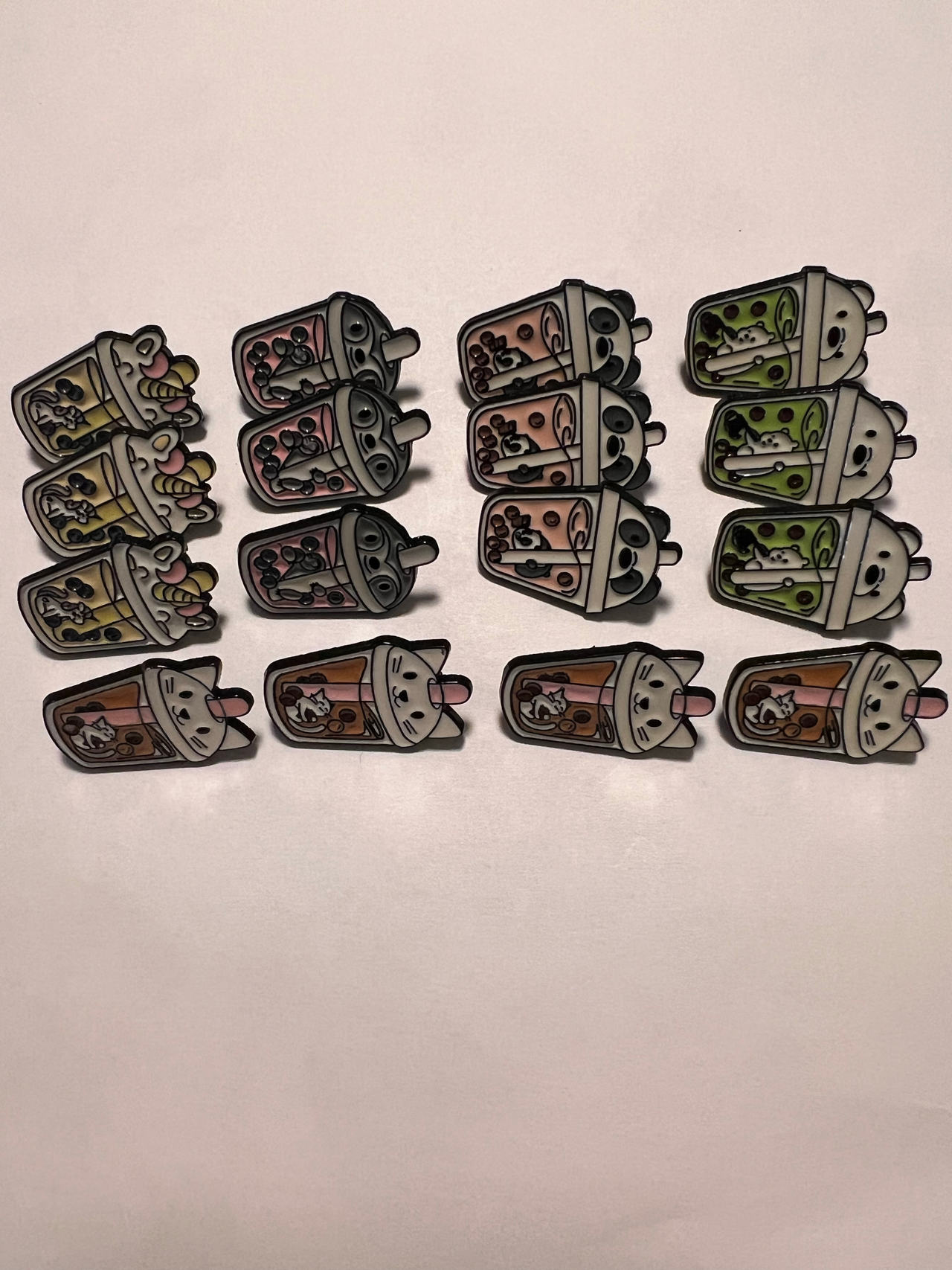 Animal Boba Tea Enamel Pin Set (16 pieces)